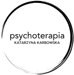 logo strony, napis karbowska psychoterapia w kole